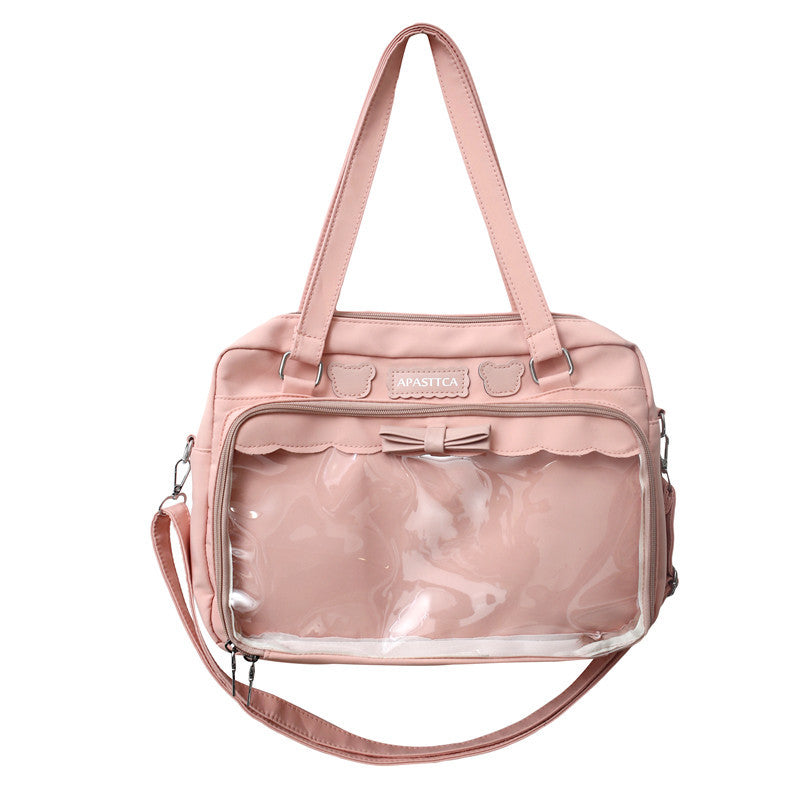 Portable Soft Uniform Cute Bow Transparent Crossbody Bags