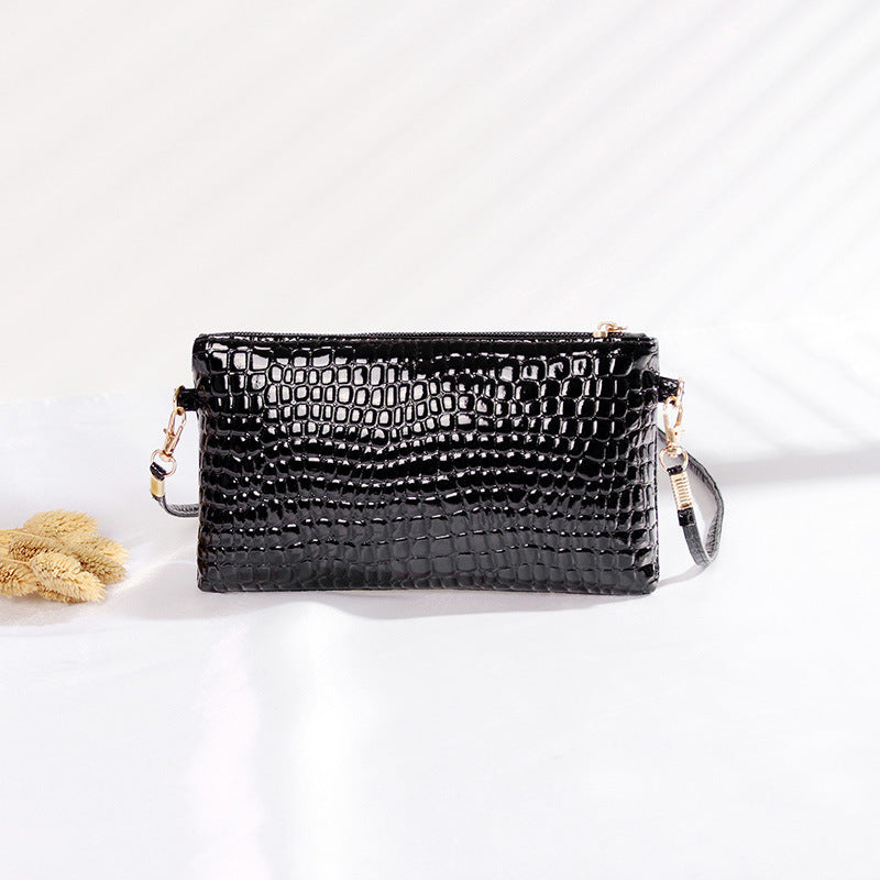 Women's Crocodile Pattern Hand Patent Leather Crossbody Bags