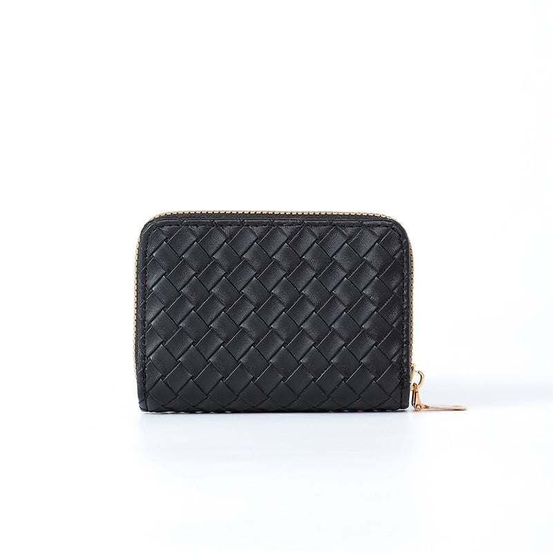 Women's Woven Short Simple Winter Pattern Zipper Purses