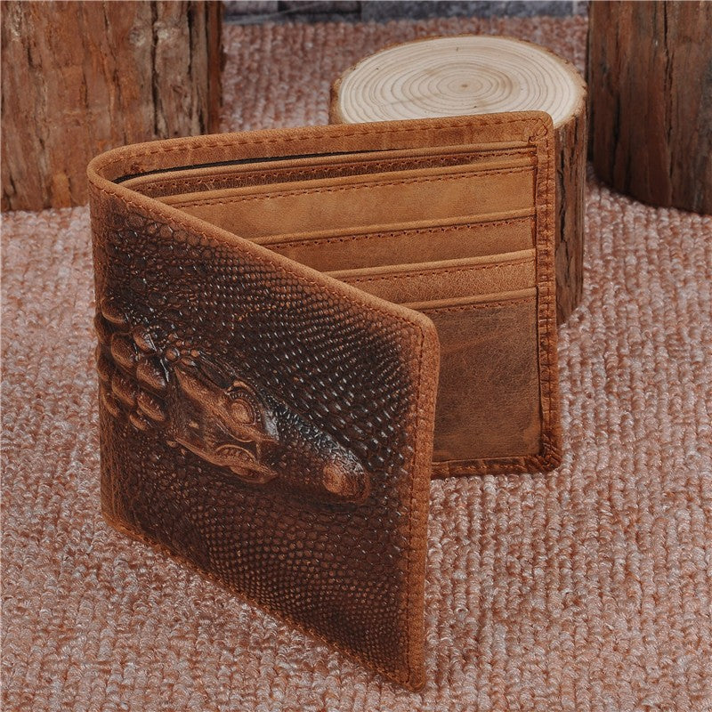 Men's Retro Crazy Horse Leather Sier Horizontal Men's Wallets