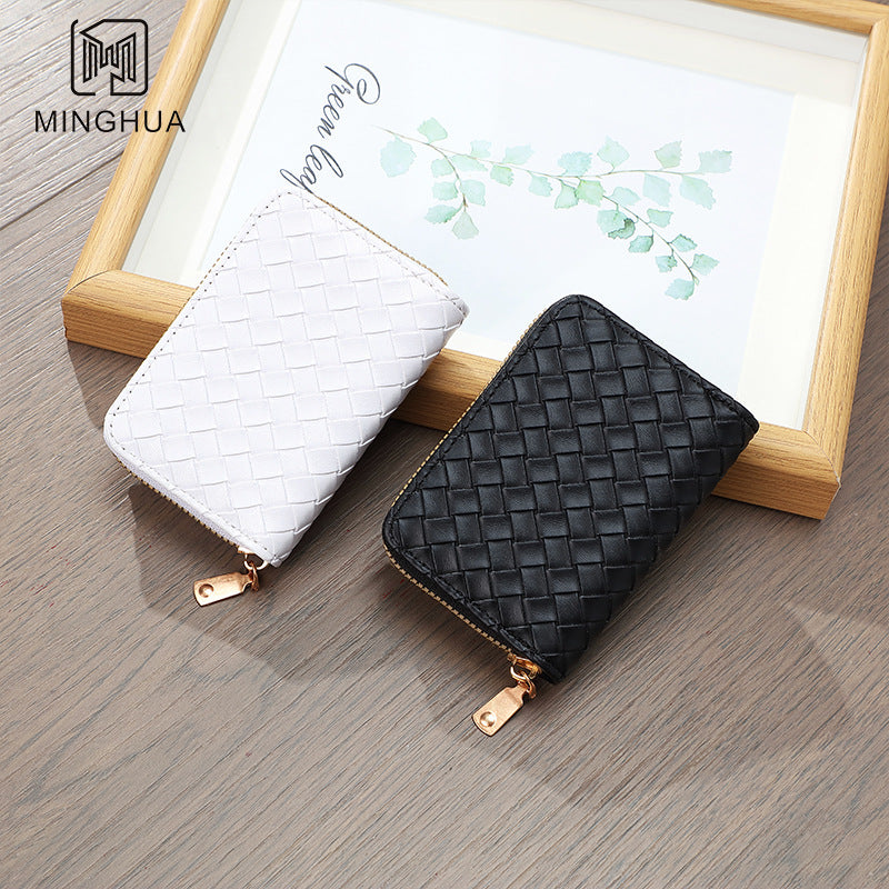 Women's Woven Short Simple Winter Pattern Zipper Purses
