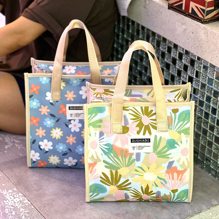 Floral Large Capacity Portable Wash Lunch Box Bags