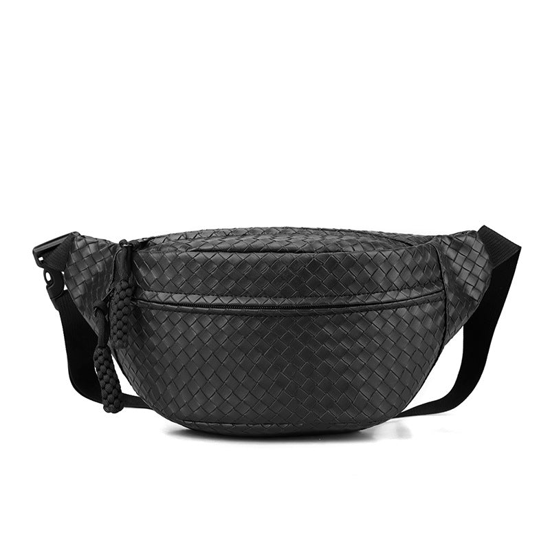 Men's Style Trendy Woven Slanted Black Men's Chest Bags