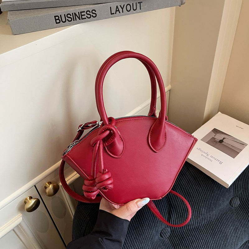 Women's Solid Color Fashion Textured Fresh Western Style Summer Portable Women's Shoulder Bag