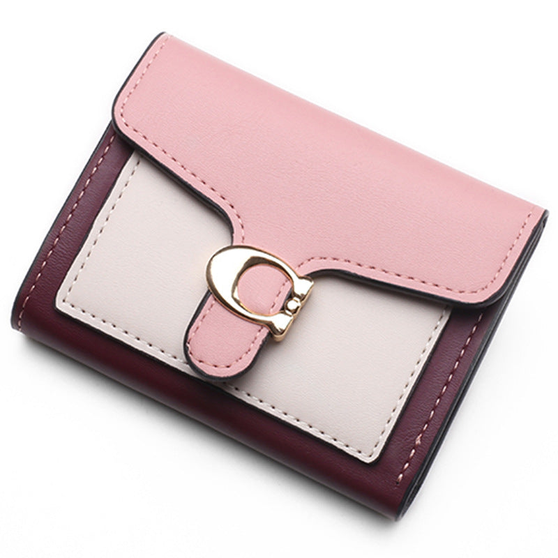 Women's Cute Fashion Short Contrast Color Folding Ladies Wallet