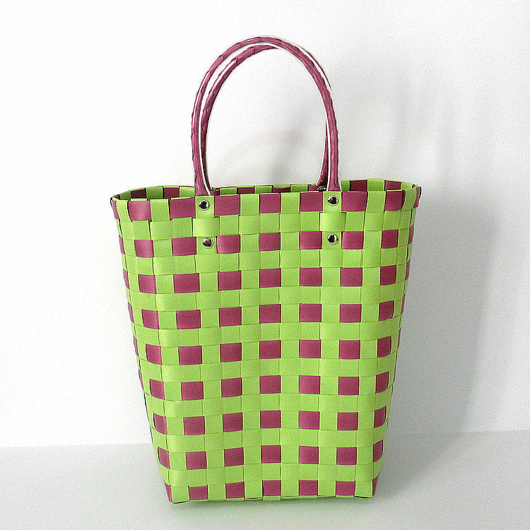 Women's Plastic Woven Knitted Basket Handmade Decorative Creative Handbags