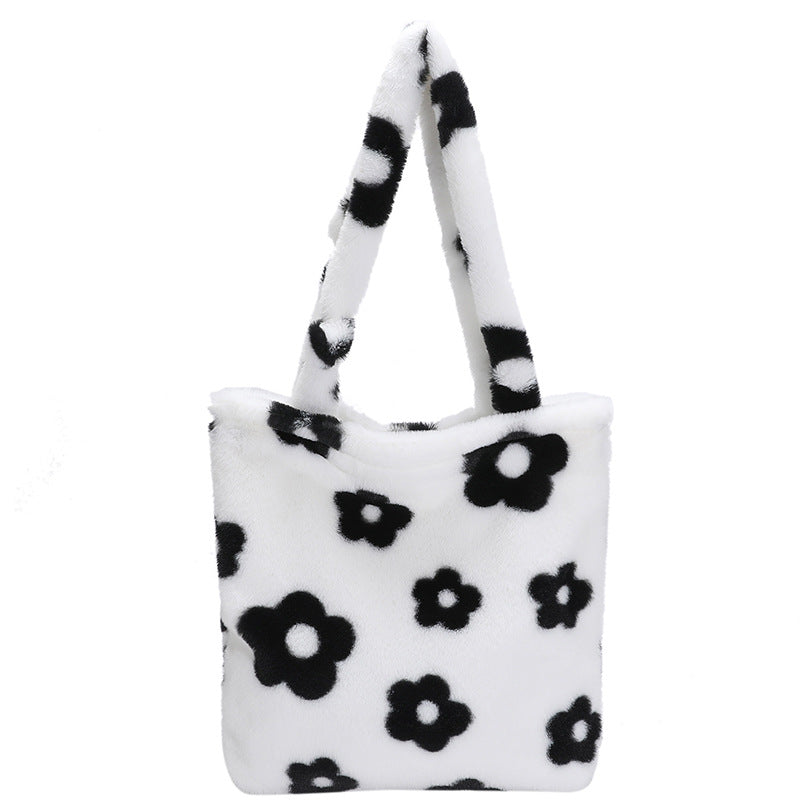 Women's & Men's Simple Large Capacity Totes Early Spring Plush Shoulder Bags