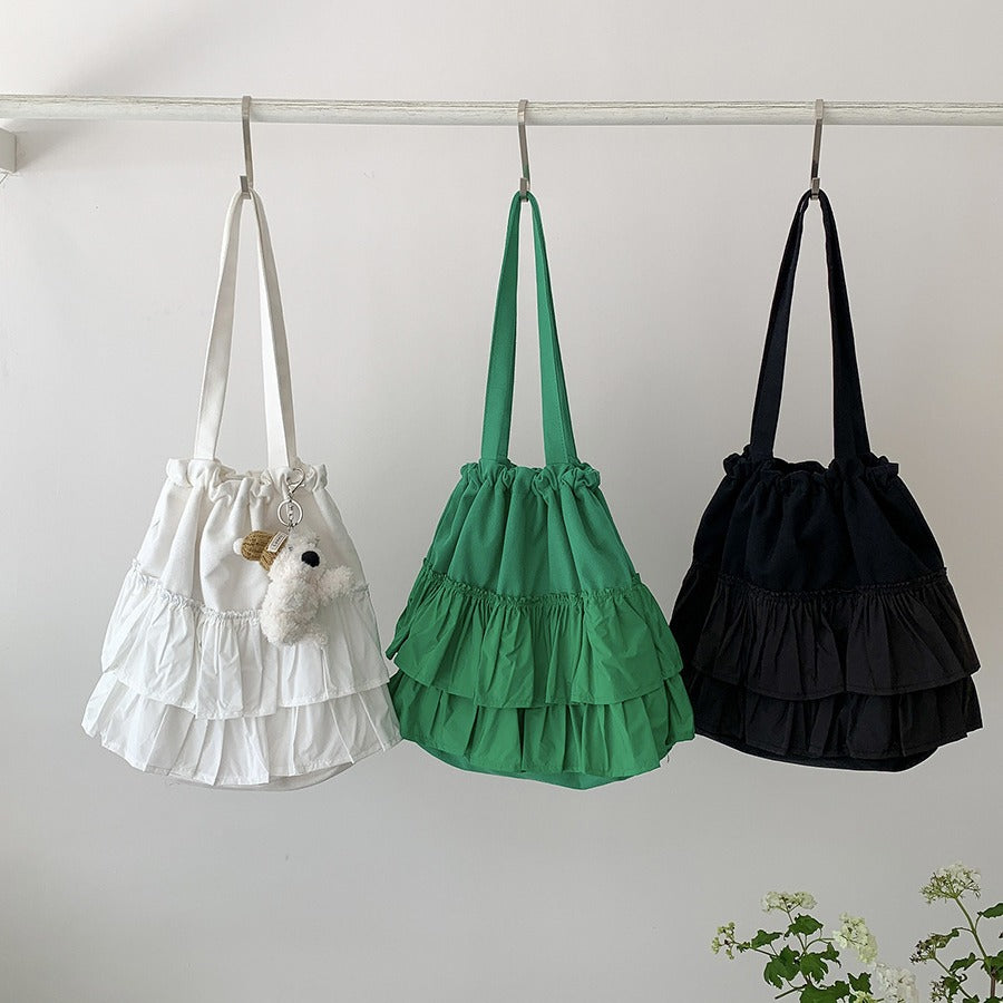 Women's Pleated Ruffled Commute Style High-grade Large Capacity Shoulder Bags