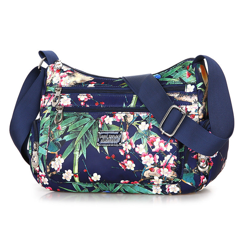Women's Fashionable Printing Shopping Commuter Waterproof Nylon Shoulder Bags