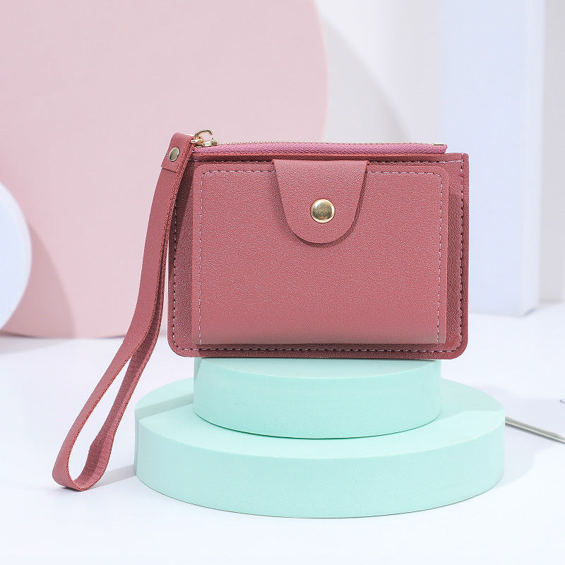 Wrist Strap Clip Solid Color Mini Card Holder