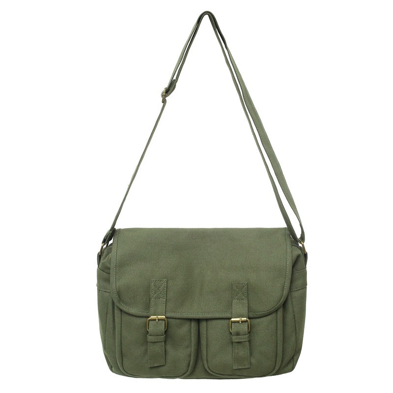 Street Trend Green Retro Leather Leisure Crossbody Bags