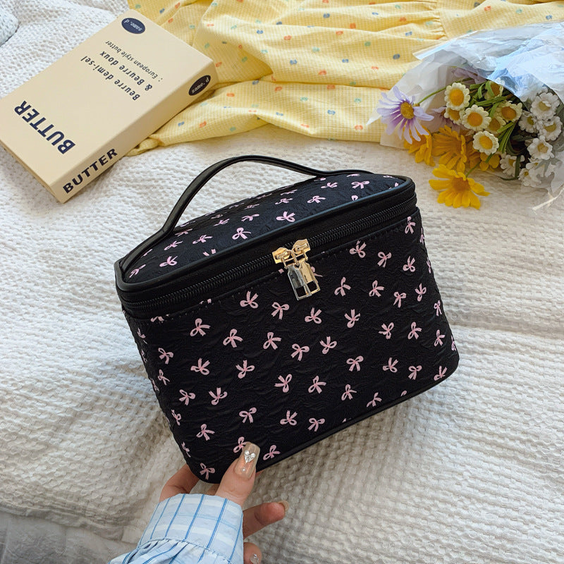 Bow Classic Style Wash Large Capacity Makeup Bag