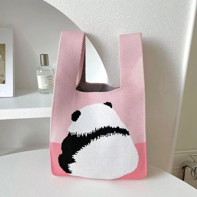 Women's Boat Festival Panda Knitted Wrist Handbags