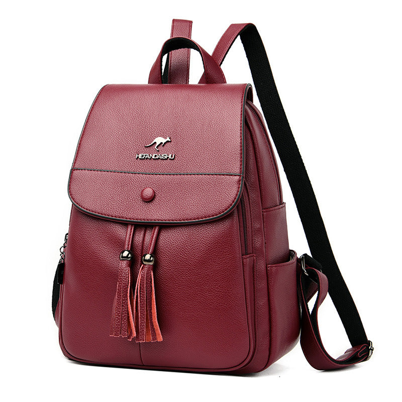 Women's Female Versatile Large Capacity Soft Leather Backpacks