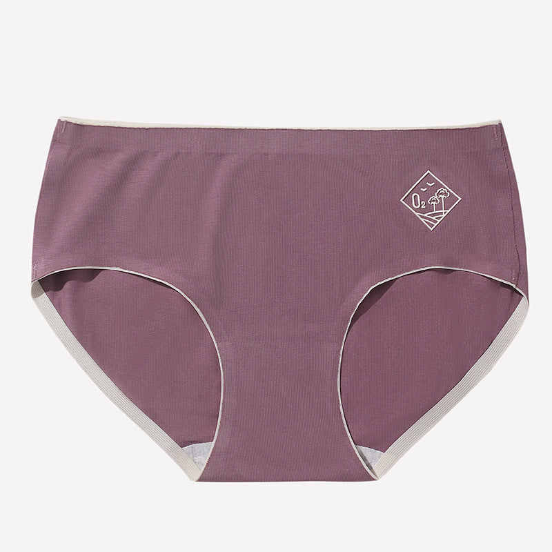 Women's Style Seamless Underwear Mid Waist Antibacterial Cotton Crotch Breathable Panties