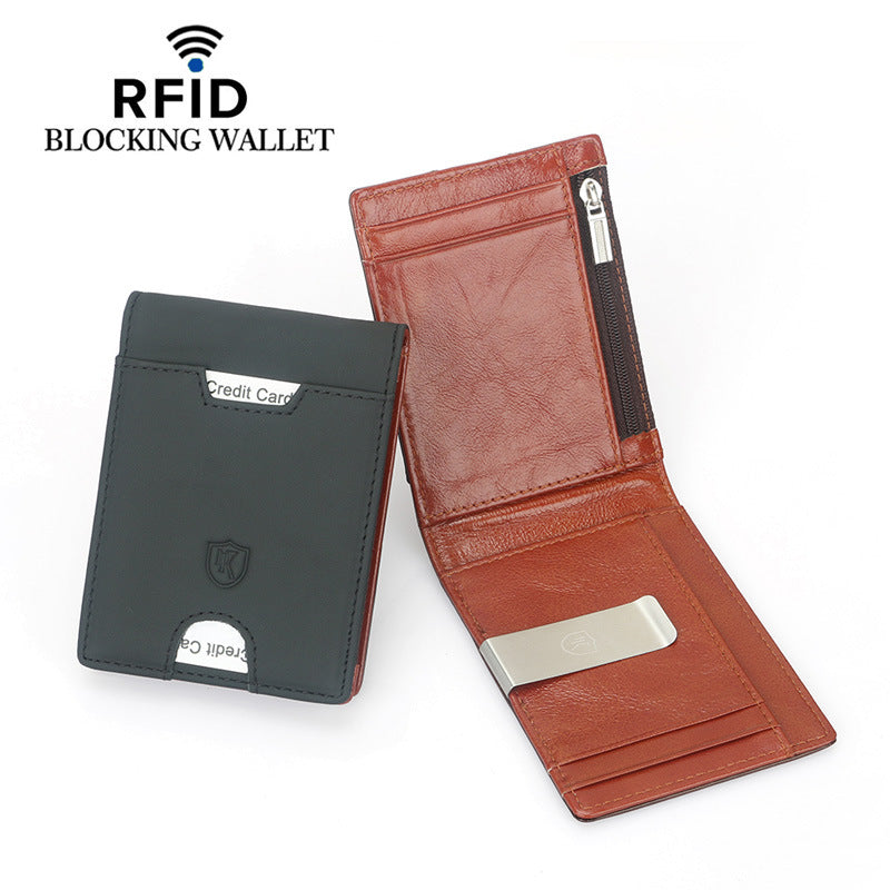 Men's Russian First Layer Leather Dollar Clip Men's Wallet