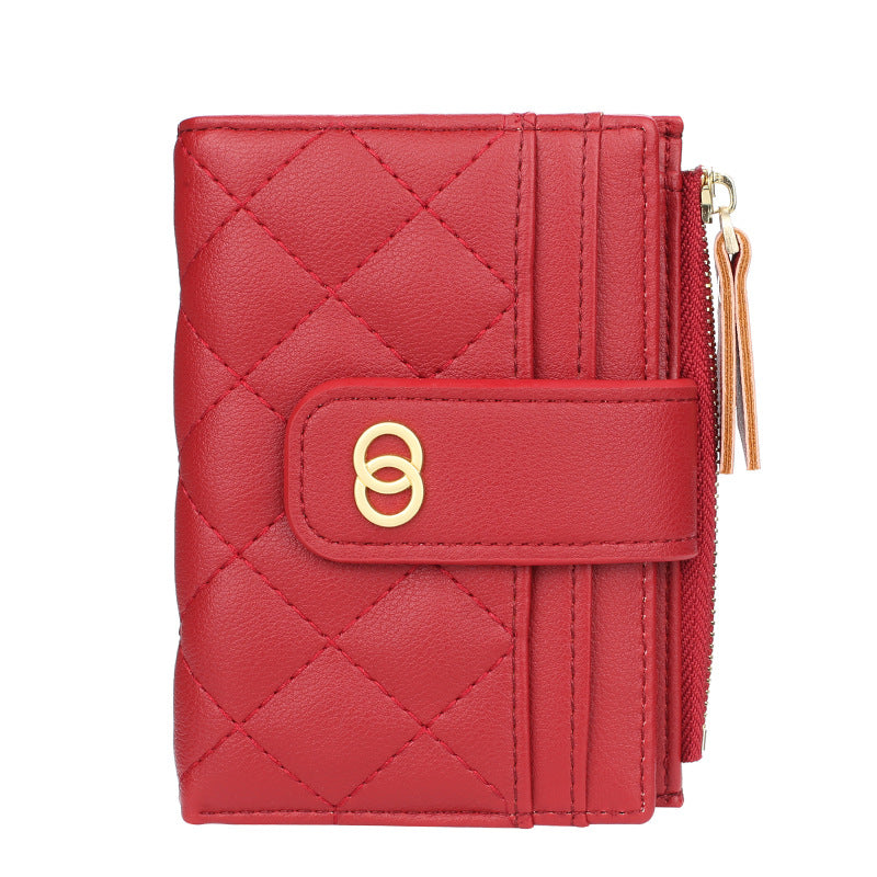Women's Short Korean Style Multiple Slots Embroidered Coin Purses