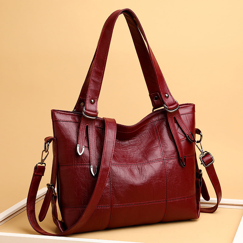 Women's Soft Leather Textured Large Capacity Fashion Shoulder Bags