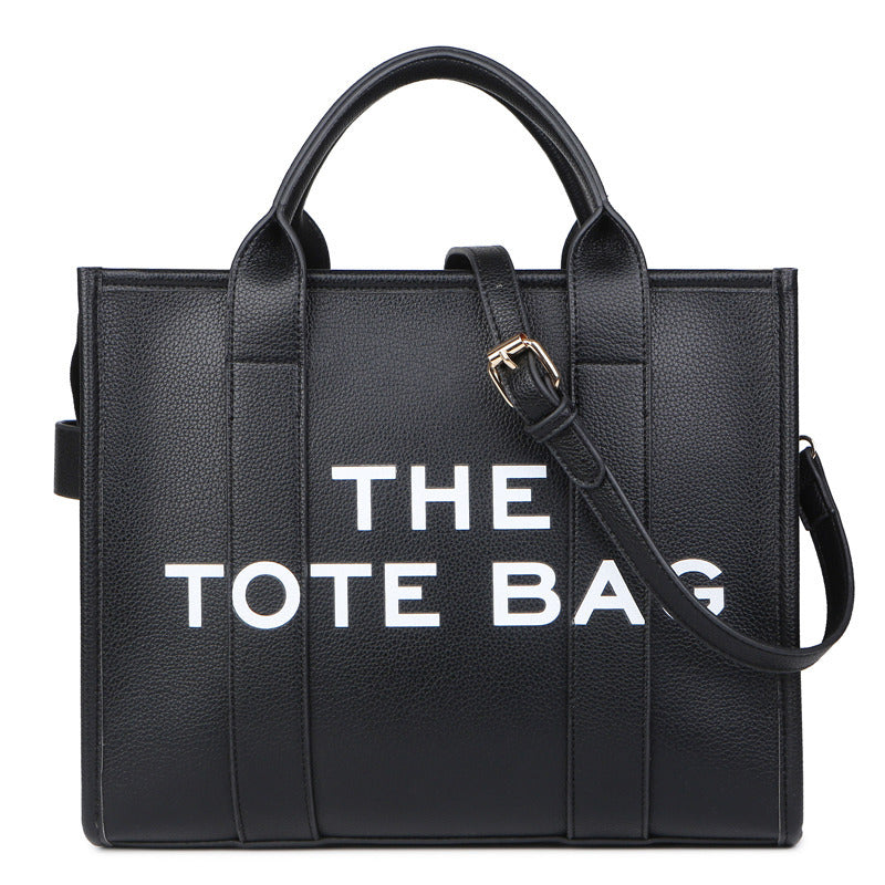 Women's Solid Color Letter Simple Large Shoulder Bags