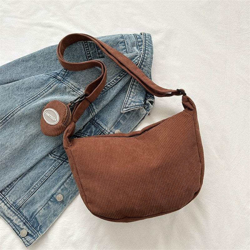 Women's Corduroy Lightweight Large Capacity Dumpling Cloth Crossbody Bags