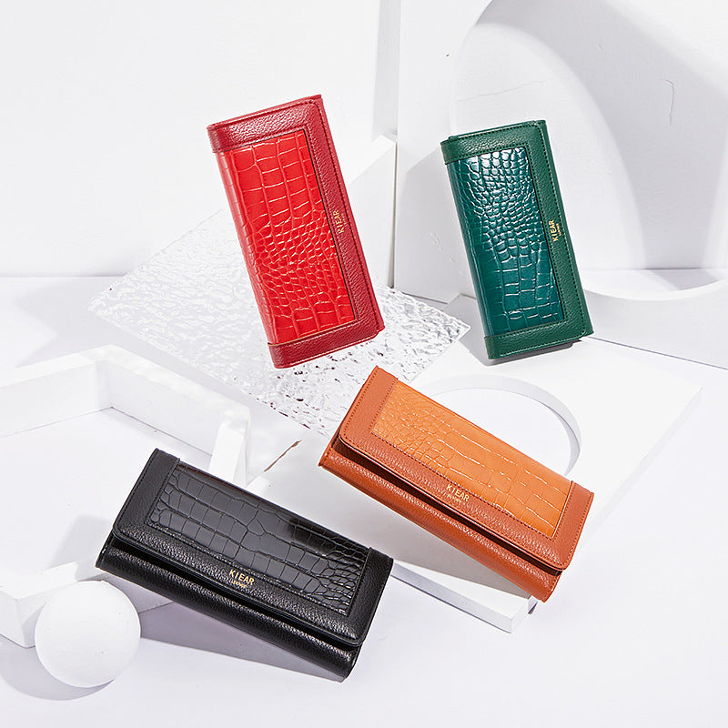 Women's Stylish Pretty Long Female Crocodile Ladies Wallets