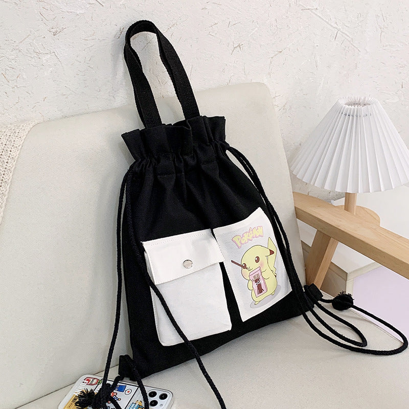 Drawstring Canvas Creative Fresh Female Portable Backpacks