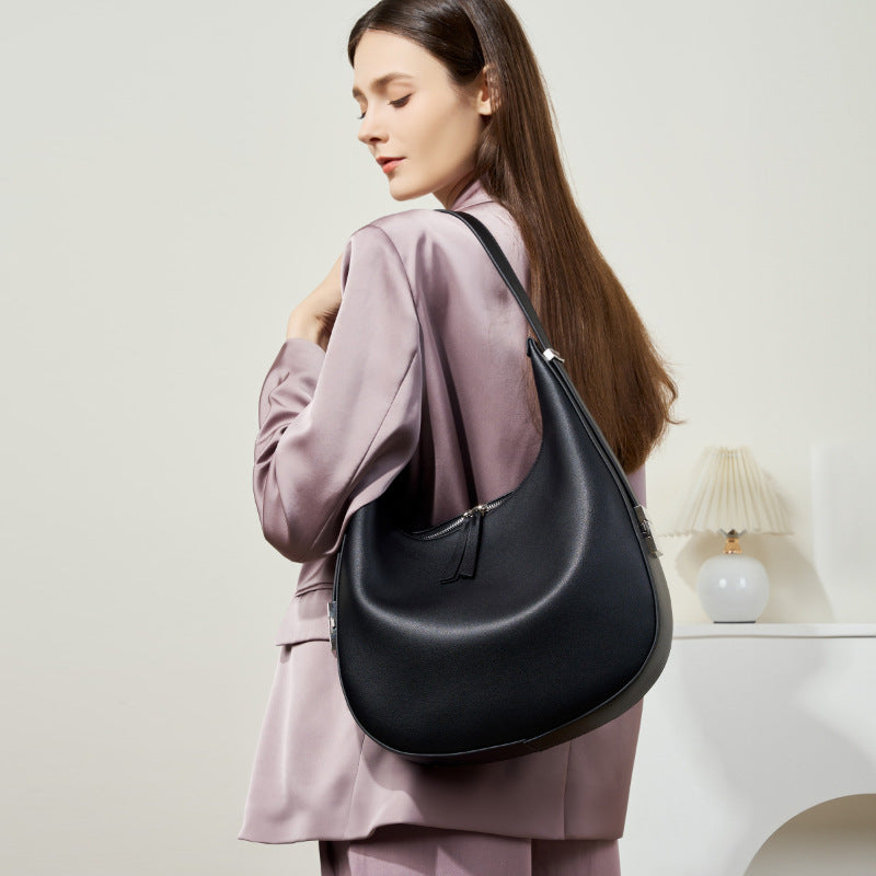 Women's Autumn Design Cowhide Underarm Genuine Leather Bags