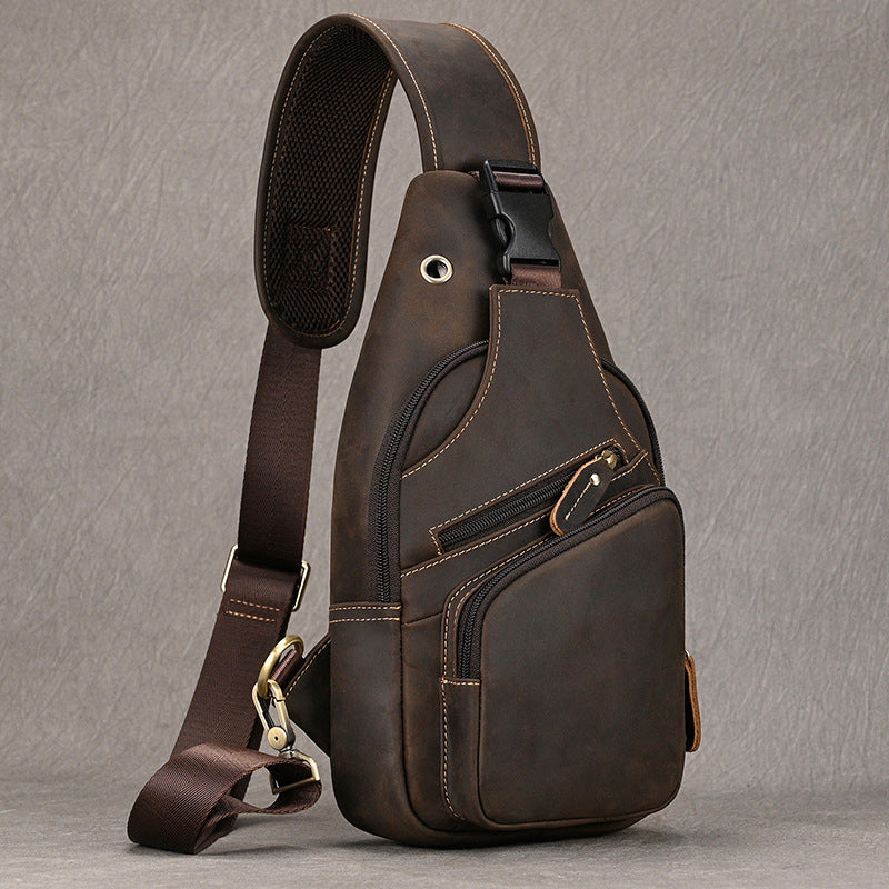 Men's Horse Leather Retro First Layer Cowhide Men's Chest Bags