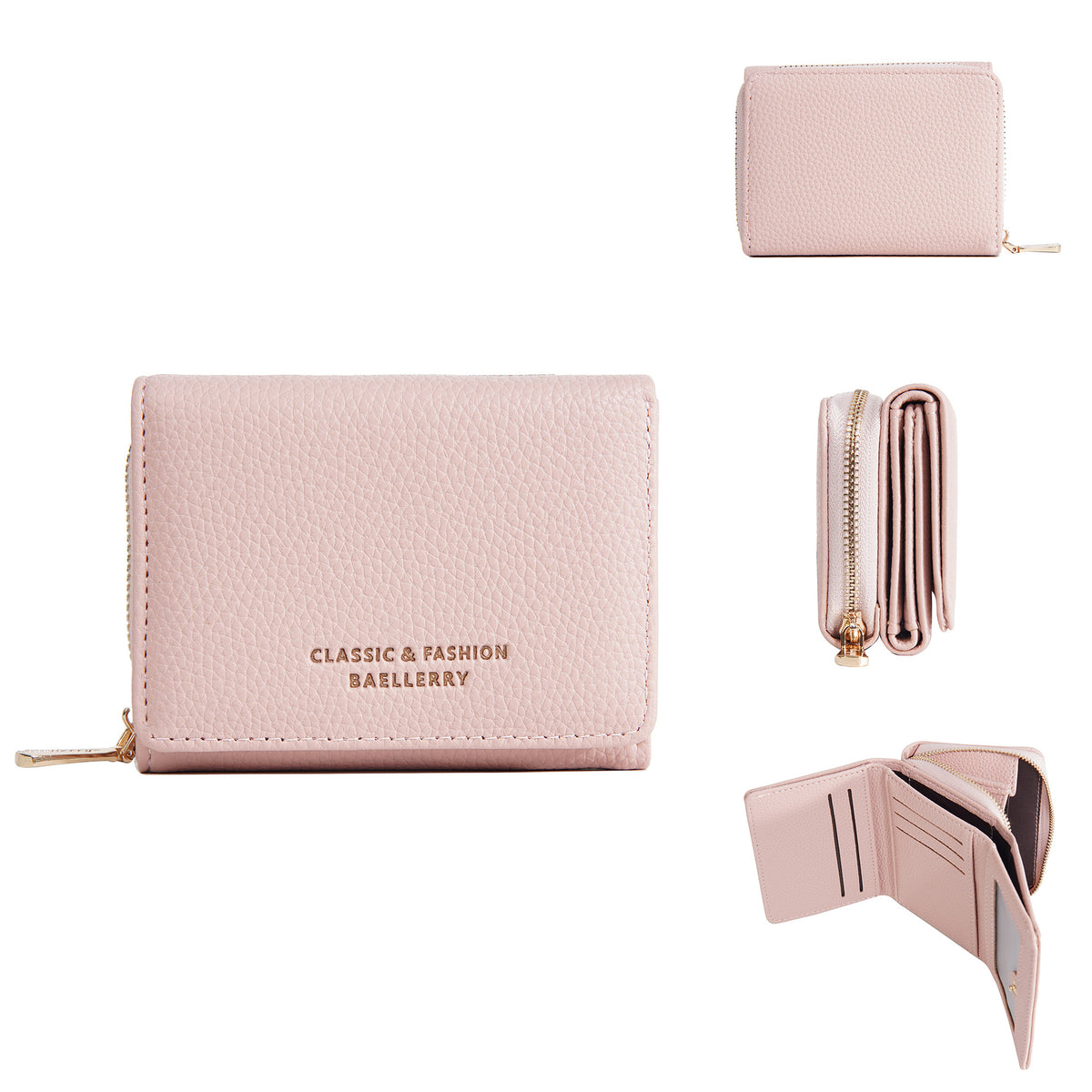 Women's Short Female Zipper Lychee Pattern Fashion Coin Purses
