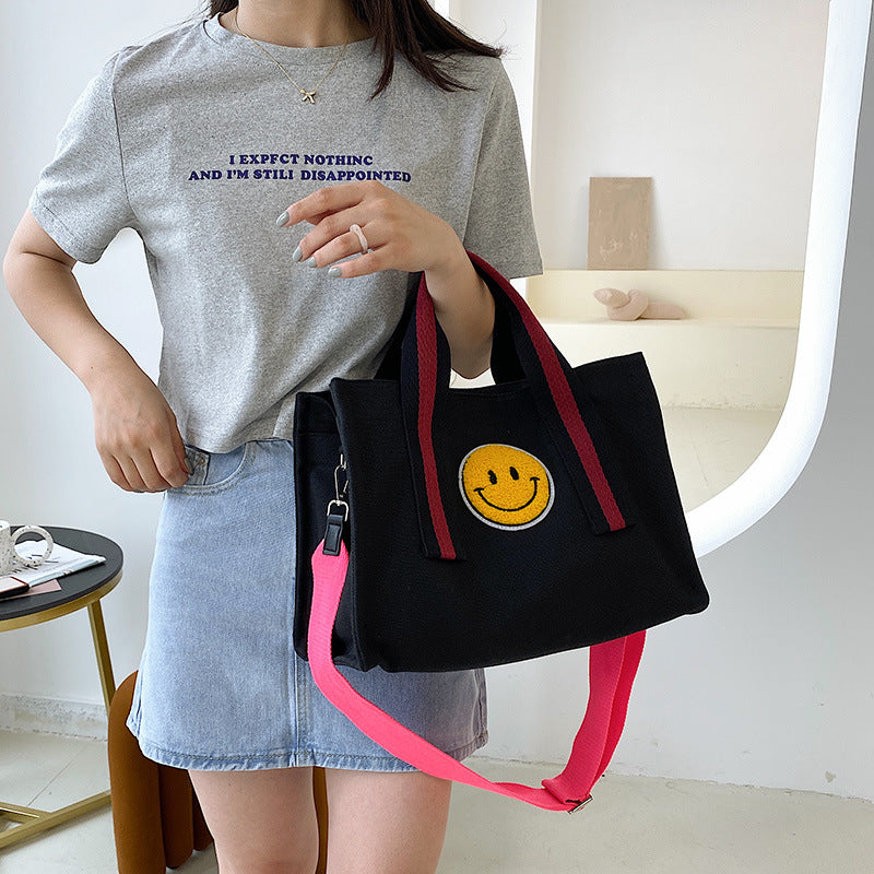Korean Style Thick Plush Smiley Face Shoulder Bags