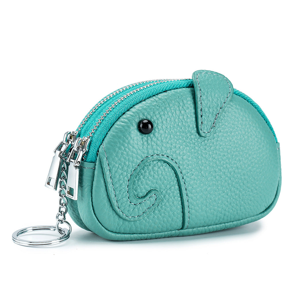 Women's Creative Double Zipper Storage Cute Cartoon Elephant Coin Purses