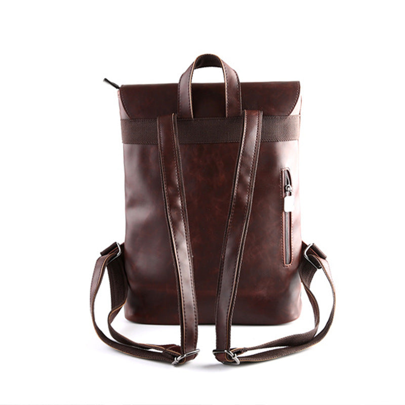 Men's Korean Trendy Retro Preppy Style Crazy Backpacks