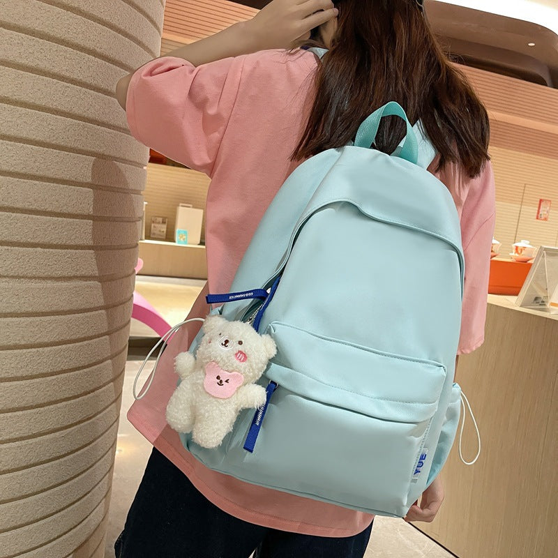 Women's & Men's & Korean Style Solid Color Nylon Backpacks