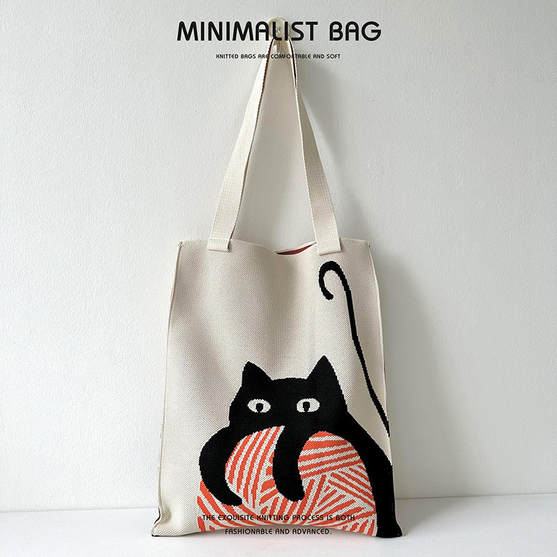 Design Cute Panda Knitted Korean Style Shoulder Bags
