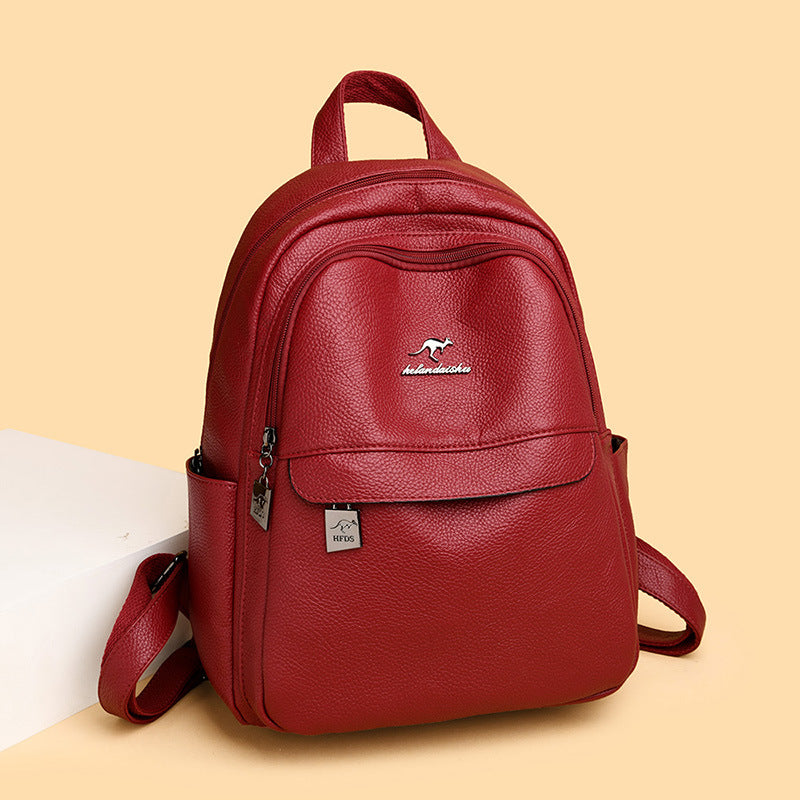 Women's Versatile Large Capacity Soft Leather Backpacks