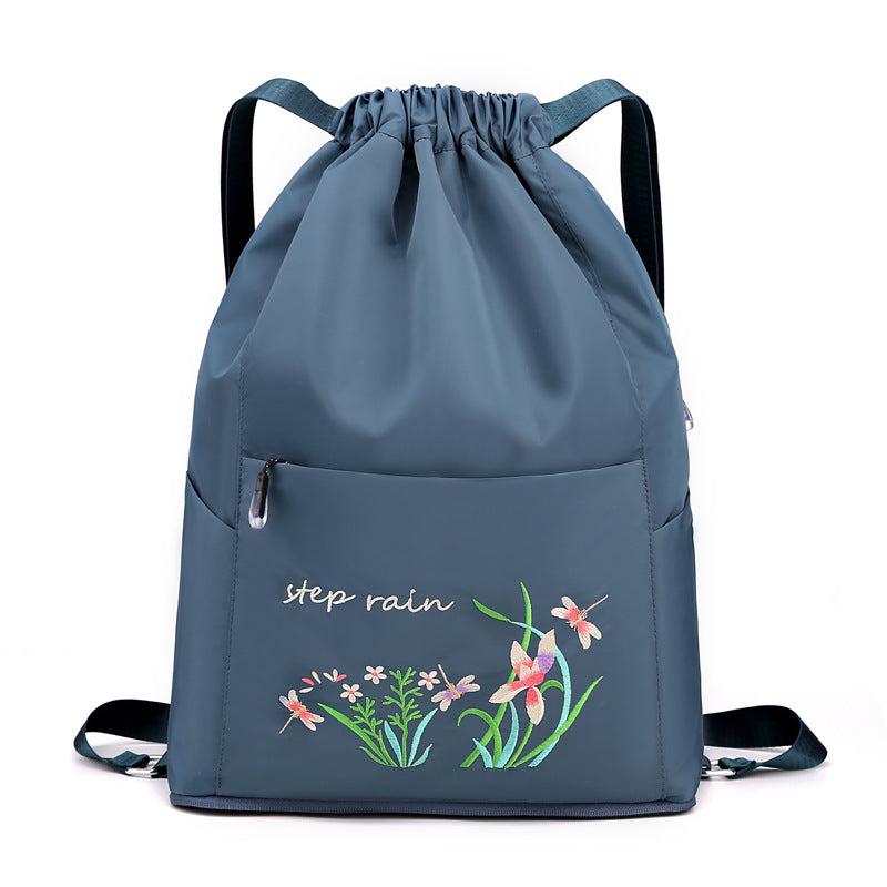 Women's Chinese Style Embroidery Drawstring Simple Portable Backpacks