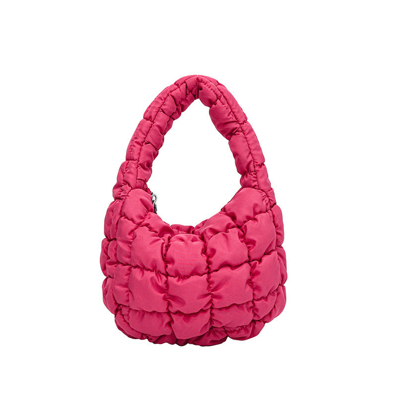 Women's Pleated Cloud Niche Plaid Bubble Down Handbags