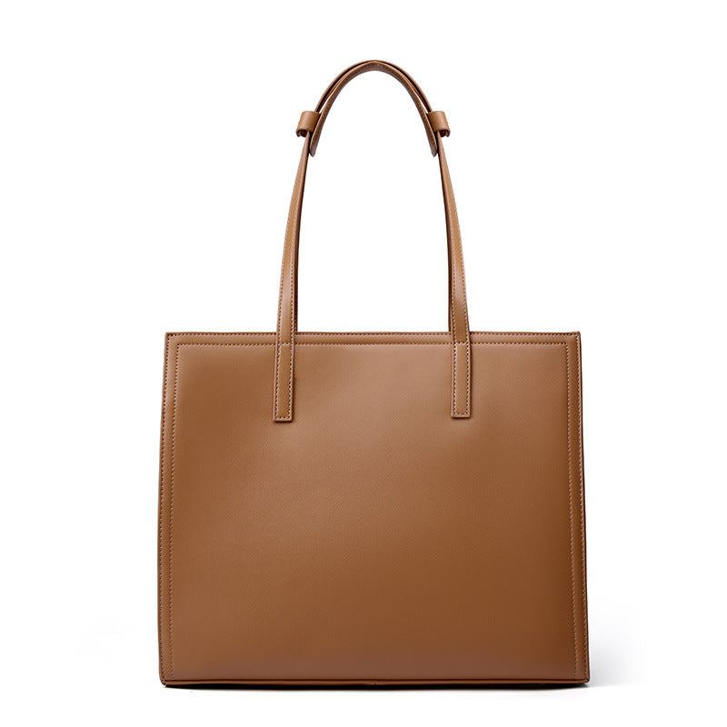 Women's Niche Leather Large Capacity Computer Black Handbags