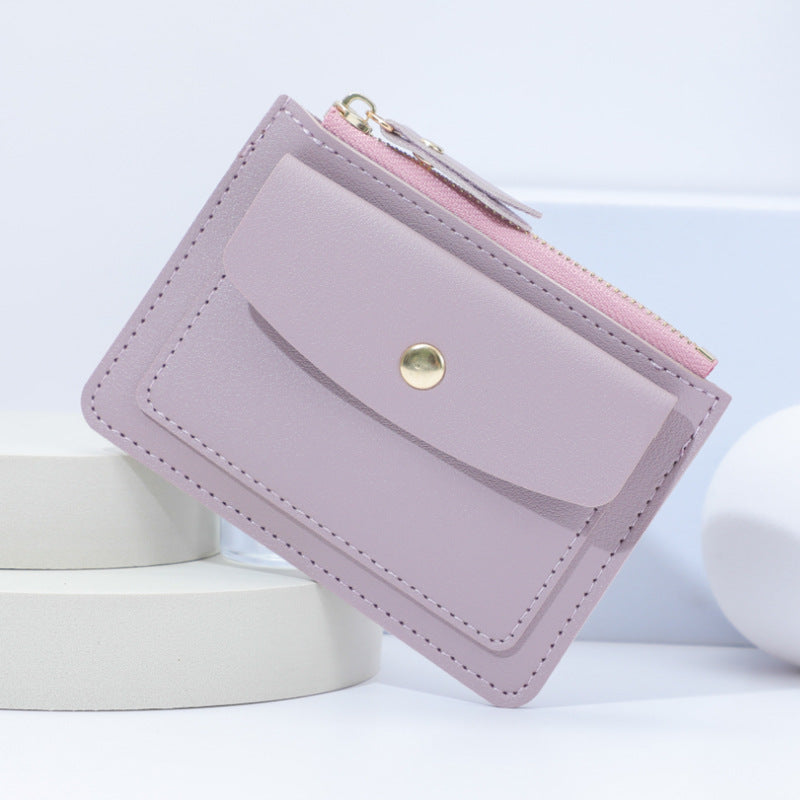 Zipper Slot Female Candy Color Crocodile Card Holder