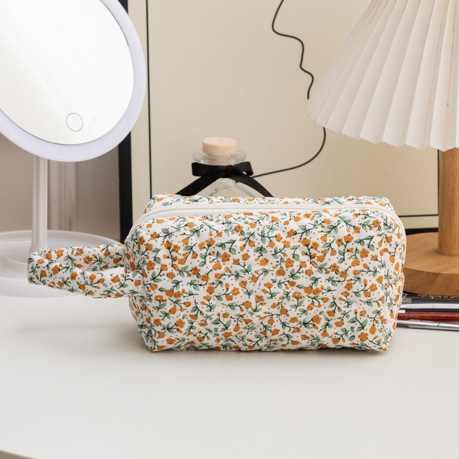 Capacity Korean Style Portable Mummy Floral Cosmetic Bags