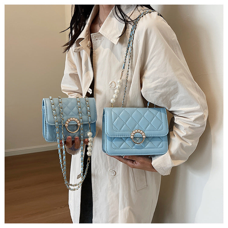 Women's Summer Mini Trendy Pearl Chain White Shoulder Bags