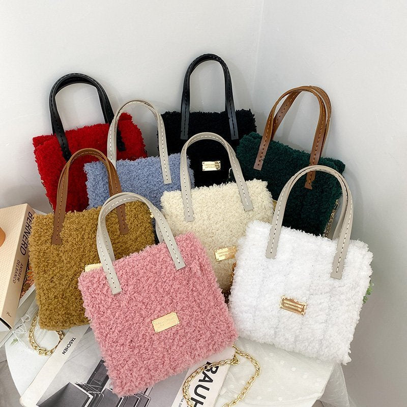 Winter Wool Material Kit Coral Veet Crossbody Bags