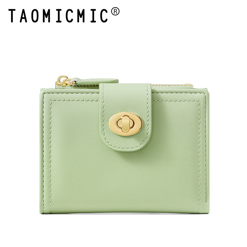 Women's Simple Short Two Fold Zipper Credentials Ladies Wallets