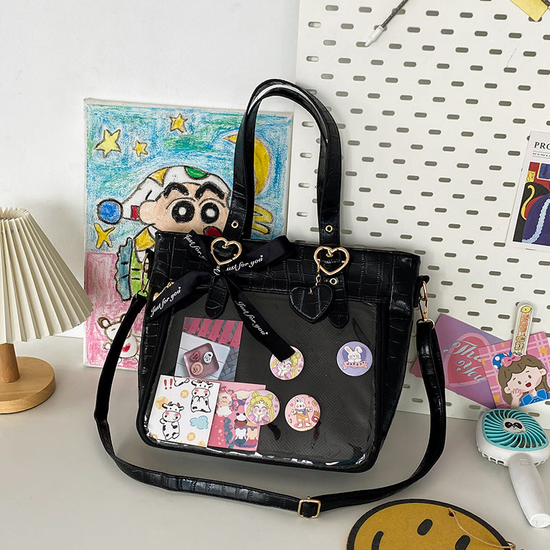 Cartoon Underarm Crocodile Pattern Transparent Portable Crossbody Bags