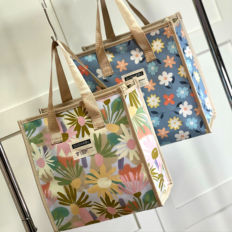 Floral Large Capacity Portable Wash Lunch Box Bags