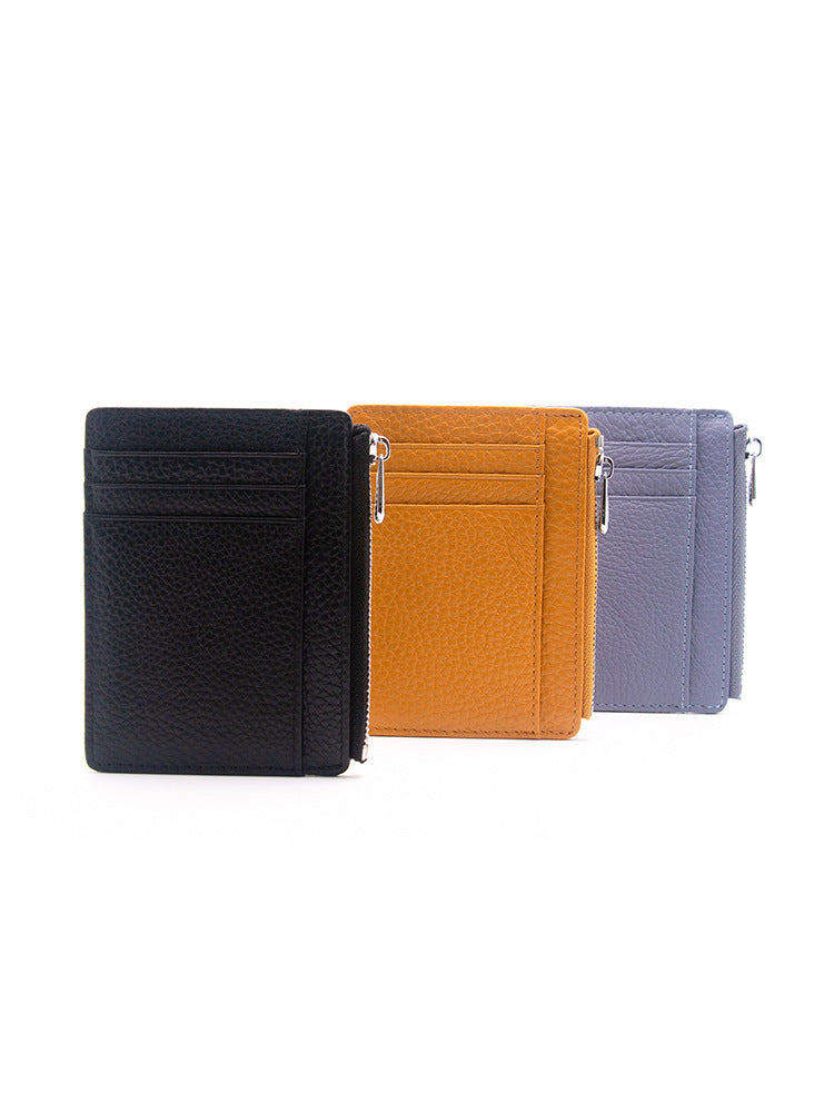 Genuine Leather Zipper Double-sided Driving License First Card Holder