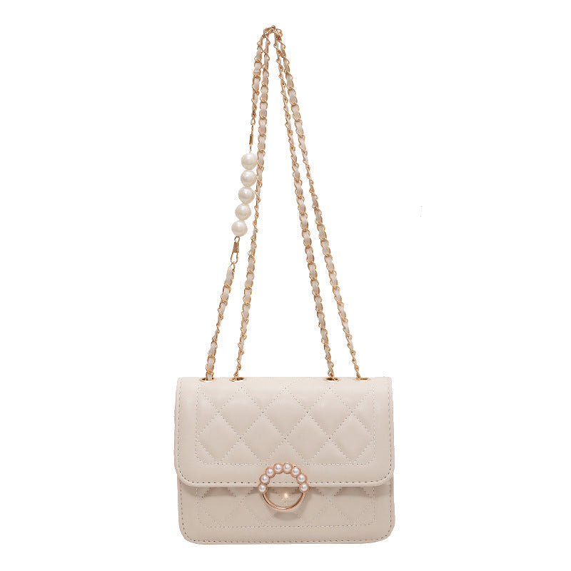 Women's Summer Mini Trendy Pearl Chain White Shoulder Bags
