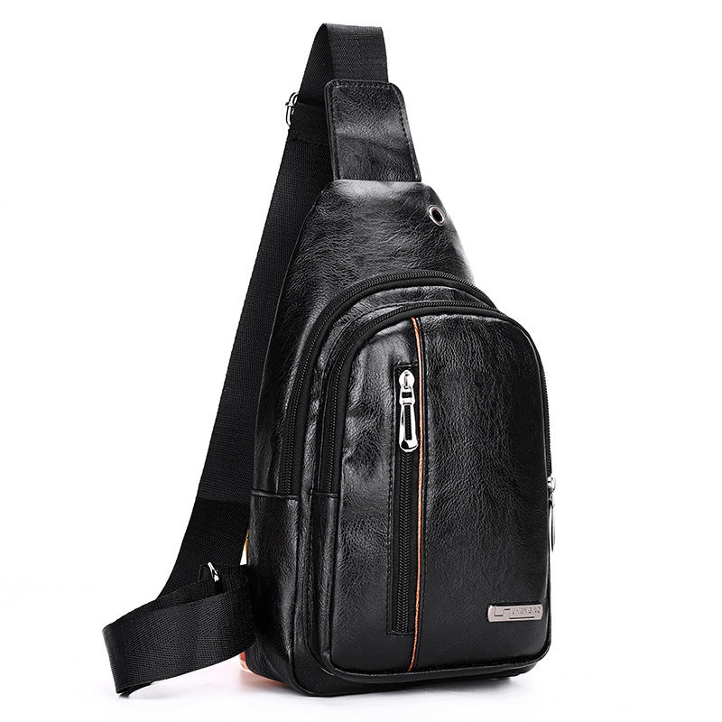 Men's Popular Soft Leather Business Fashion Men's Chest Bags