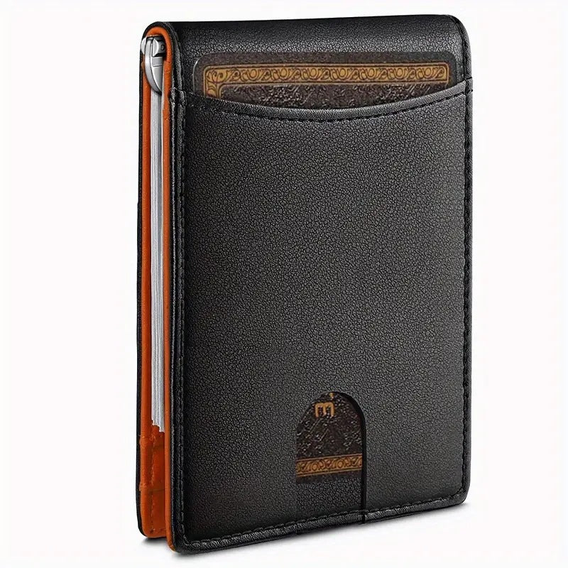 Men's Carbon Fiber Multiple Slots Gold Letter Card Holder