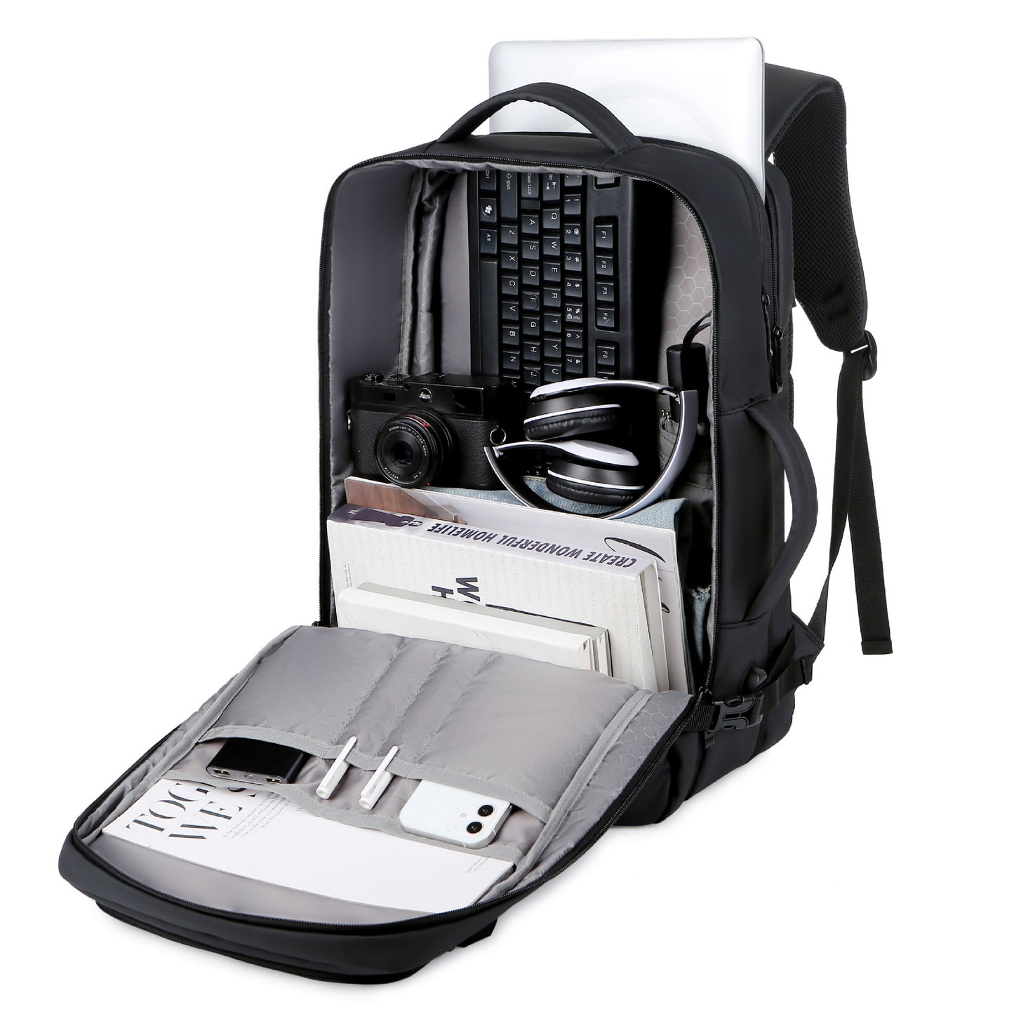 Men's Large Capacity Expansion Reflective Business Commute Backpacks